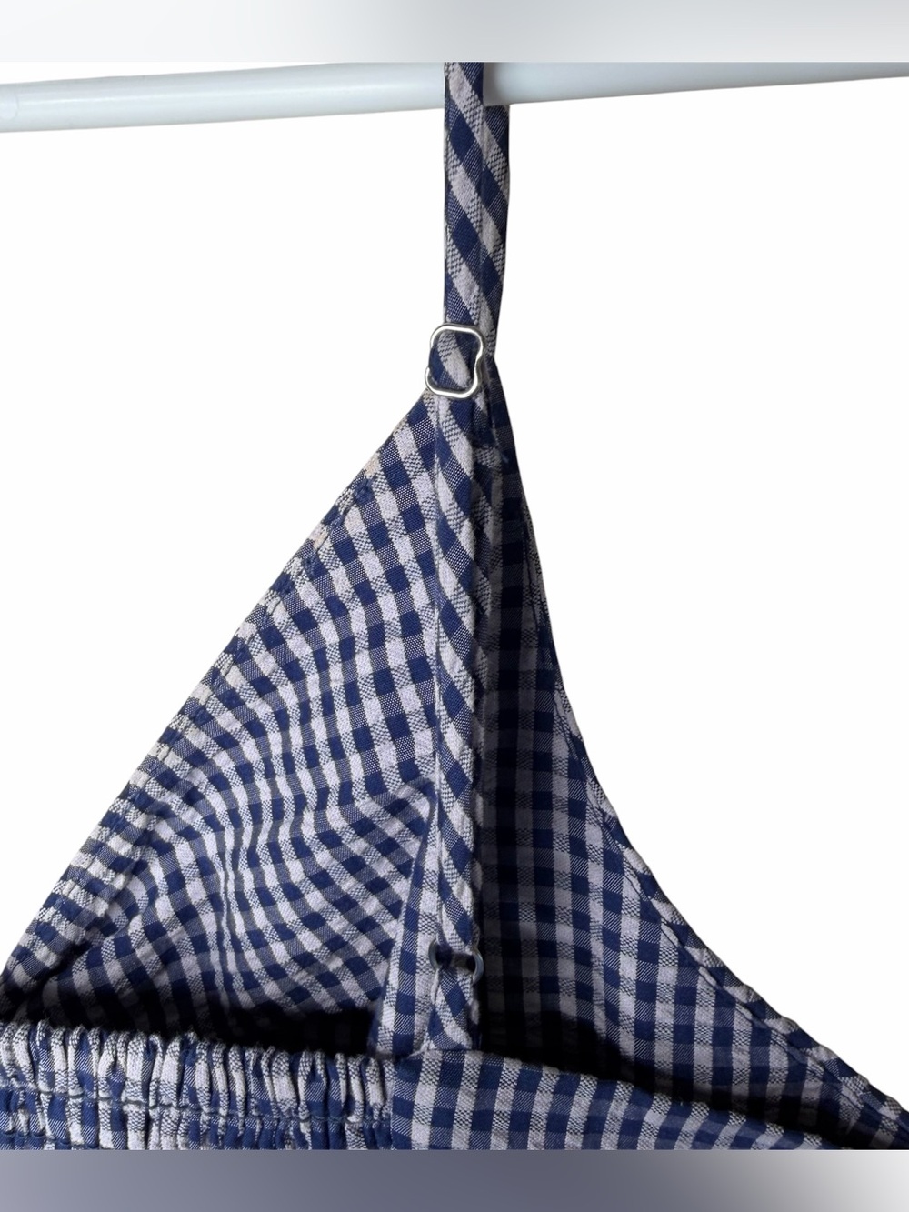 Rails Maeve Midi Dress Size XS Navy Lilac Gingham Bow Cut Out Organic Cotton - Picture 8 of 13